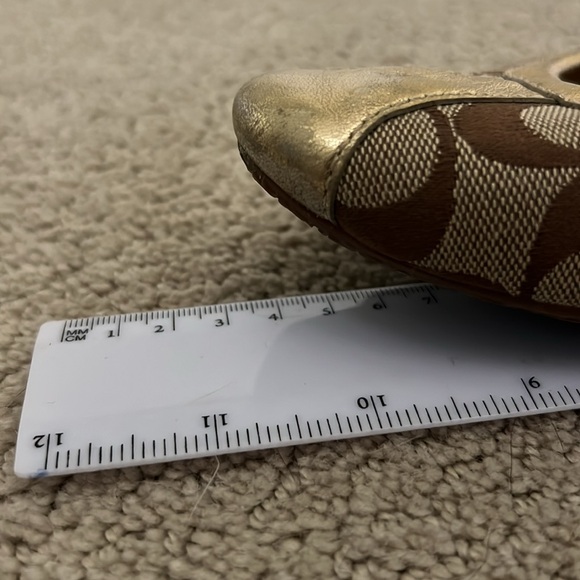COACH gold ballerina flat ballet shoes with strap - Picture 13 of 14